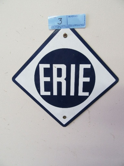 8 INCH BY 8 INCH PORCELAIN ON METAL ERIE SIGN