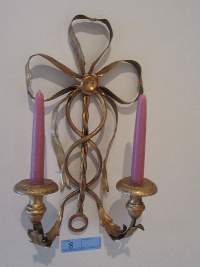 DECORATIVE BOW AND LEAF STYLE WALL CANDLE HOLDER