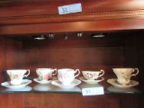 5 ASSORTED CUPS AND SAUCERS. ROYAL ALBERT, ROSINA, AND OTHERS MADE IN ENGLA