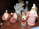 ASSORTED CHRISTMAS ORNAMENTS AND 2 BELLS