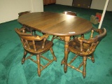 FORMICA TOP HEAVY WOOD KITCHEN TABLE WITH 4 CHAIRS