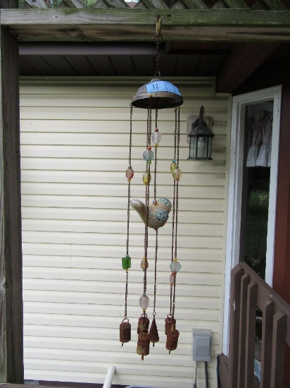 WIND CHIME WITH GLASS BIRD & BELLS