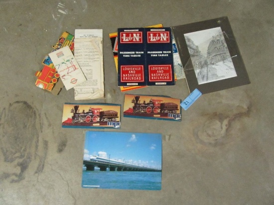 ASSORTED RAILROAD PICTURES AND TRAIN PAPERWORK