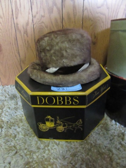 DOBBS HAT BOX AND VELOUR HAT