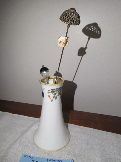 VINTAGE HAT PIN HOLDER WITH PINS