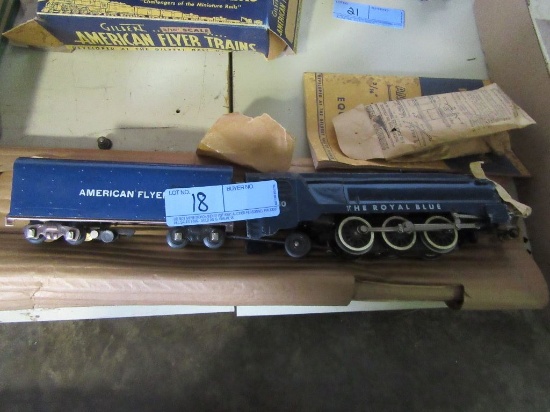 AMERICAN FLYER THE ROYAL BLUE NUMBER 350 LOCOMOTIVE WITH COAL TENDER