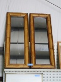 PAIR OF BAMBOO TRIMMED MIRRORS