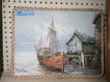 SHIP PAINTING OIL ON CANVAS BY FLORENCE