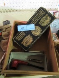 SMOKING PIPE AND WOODEN AND METAL BOX