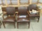 3 LEATHER AND WOOD CAPTAINS CHAIRS WITH NAILHEAD TRIM