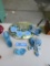 LOT OF BLUE KNICK KNACKS AND DECORATIONS
