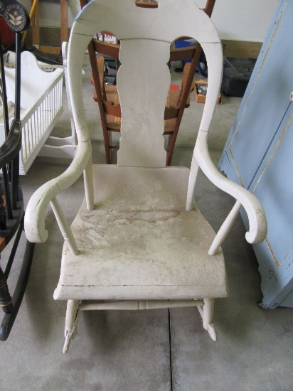 WHITE PAINTED VINTAGE ROCKER