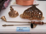 BRASS NAPKIN HOLDER, BELL, CANDLE SNUFFERS
