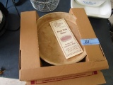 PAMPERED CHEF DEEP DISH BAKER. AND WOODEN LAZY SUSAN