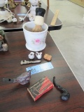 SHAVING BRUSH AND CUP WITH SOAP. MISCELLANEOUS PIPES. ETC