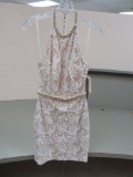 SIZE 6 JOVANI WHITE/NUDE SHORT LENGTH BRIDESMAID/SPECIAL OCCASION DRESS  $6