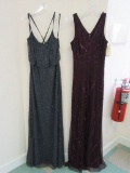 (2) BRIDESMAID/SPECIAL OCCASION DRESSES - SIZE 10 MERLOT AND SIZE 12 GUNMET