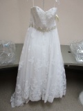 SIZE 14 CASABLANCA WHITE/WHITE/SILVER WEDDING DRESS  $1,575.00