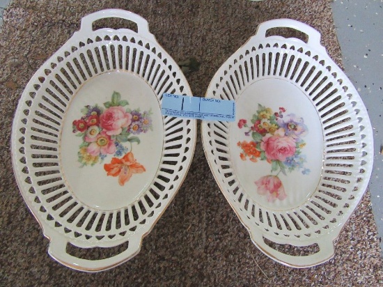 PAIR OF LATTICE TRIMMED DISHES MARKED MADE IN GERMANY