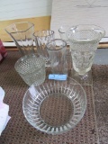 VARIETY OF GLASS VASES AND BOWLS
