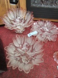 3 HEAVY GLASS WITH ROSE TRIMMED SERVING DISHES