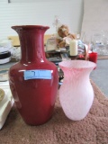 2 VASES. ONE HAS SPECKLED DESIGN