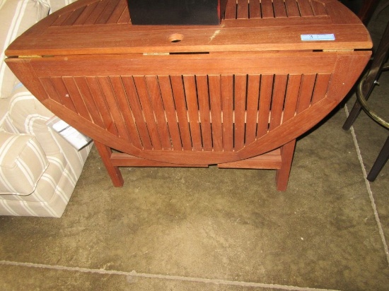 DROP LEAF TEAK WOOD UMBRELLA TABLE