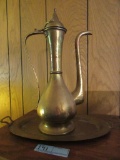 BRASS PITCHER WITH TRAY