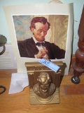 HEAVY METAL LINCOLN BOOKENDS AND PICTURE