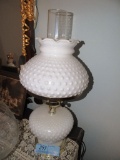 PAIR OF HOBNAIL MILK GLASS VANITY LAMPS