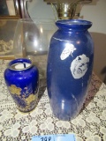 COBALT VASE AND TWO OTHER VASES