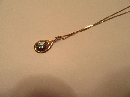 14 KARAT AQUAMARINE? NECKLACE