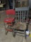 50'S STYLE RED STEP STOOL AND WOODEN CHAIR