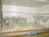 ASSORTMENT OF CLEAR STEMWARE, CANDLE HOLDERS, AND ETC