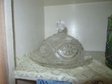 GLASS COVERED BUTTER DISH