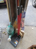 U.S. FLAG POLE SET. CLEANING ITEMS AND WATERING CAN