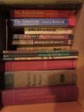 TWO SHELVES OF HISTORY BOOKS AND EDUCATIONAL BOOKS