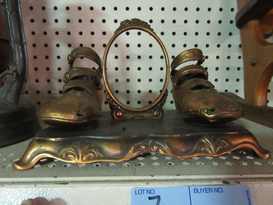 BRONZE BABY SHOES WITH PICTURE FRAME