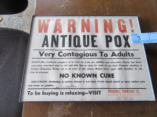 WARNING ANTIQUE POX SIGN
