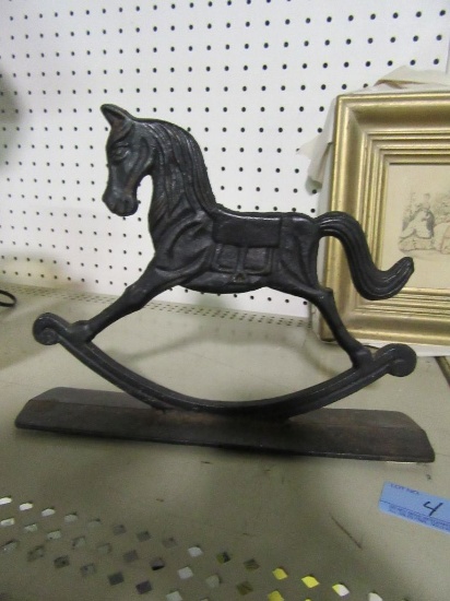 CAST IRON ROCKING HORSE FIGURINE