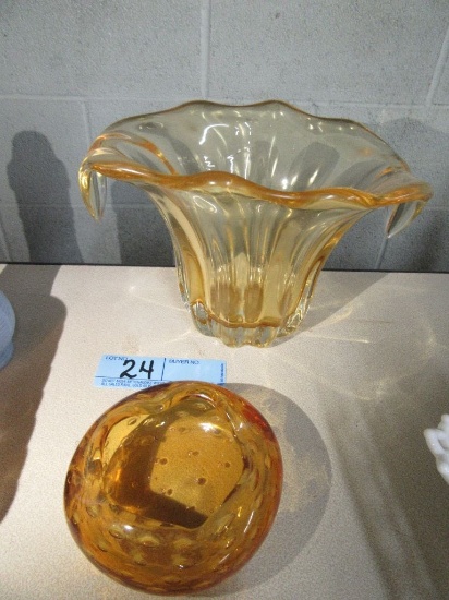 AMBER GLASS VASES