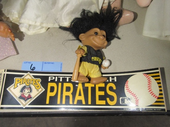 PITTSBURGH PIRATES PENNANT AND TROLL DOLL