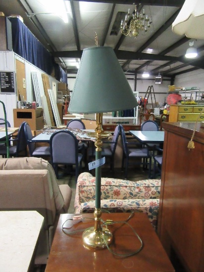 BRASS AND GREEN DESK LAMP