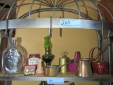 VARIETY OF KNICKKNACKS INCLUDING METAL LADLES AND LITTLE POTS