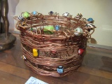 METAL BASKET WITH GLASS BAUBLES