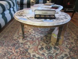 CARVED MARBLE TOP ORIENTAL STYLE COFFEE TABLE