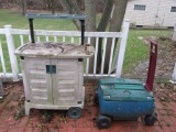 SUNCAST WORK CART AND RUBBERMAID ROLLABOUT CART