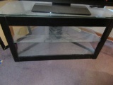 GLASS AND METAL FLAT SCREEN TV STAND