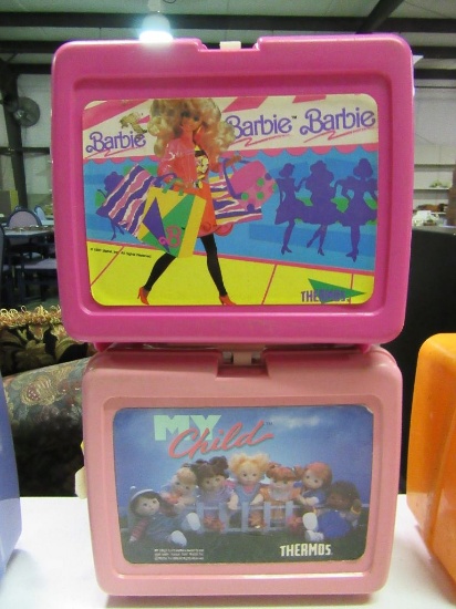 2 LUNCH BOXES - BARBIE LUNCH BOX WITH THERMOS AND MY CHILD LUNCH BOX. NO TH