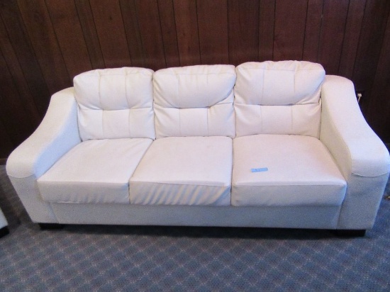 FAUX LEATHER-LIKE WHITE SOFA